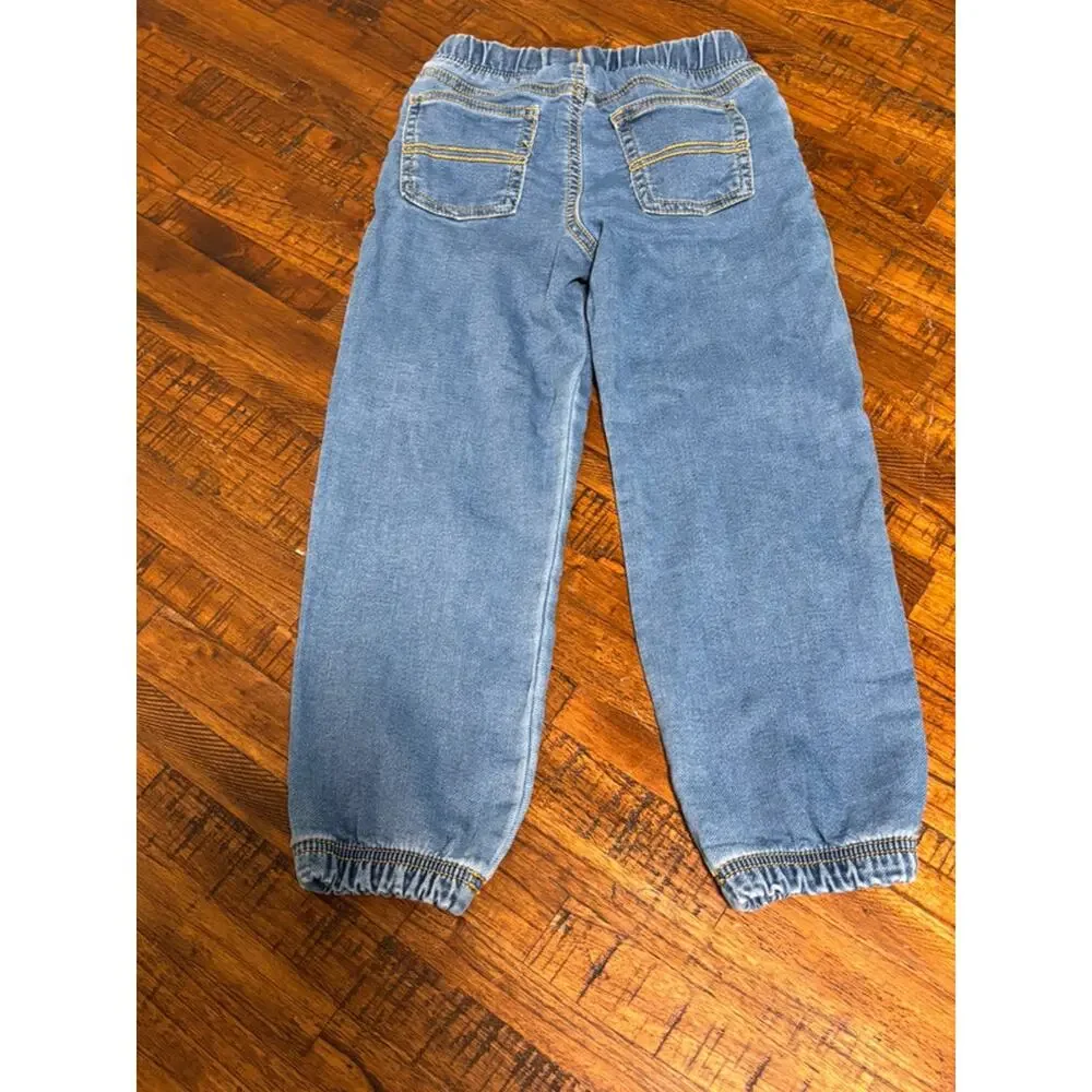 Carters Boys Denim Blue Jean Joggers Sweat Pants Type Elastic Drawstring 6 6A
